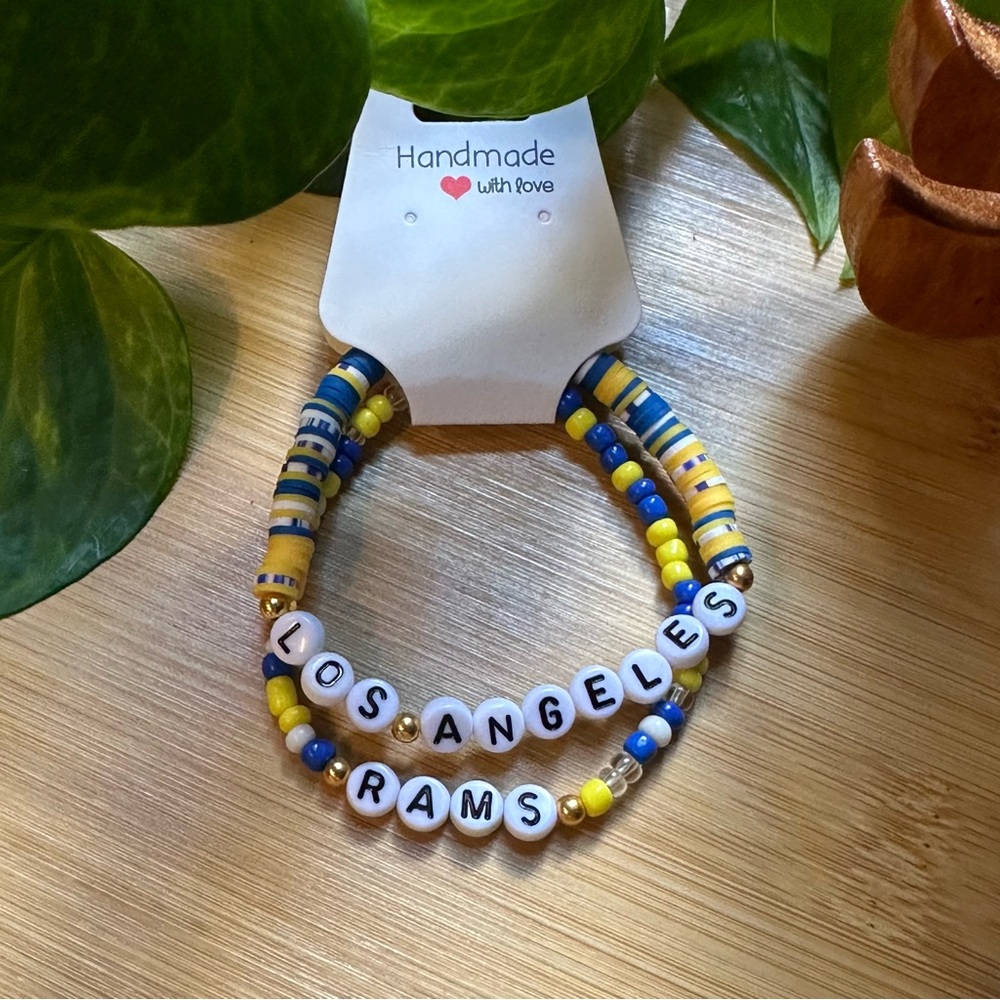 Los Angeles Rams Football Fan Bracelet Set‎ - Flexible Fit - Sports Jewelry
